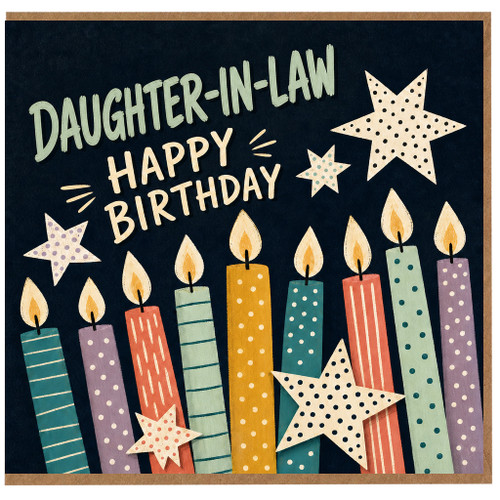 Daughter - in - Law Birthday Card, Happy Birthday Candles and Stars Design