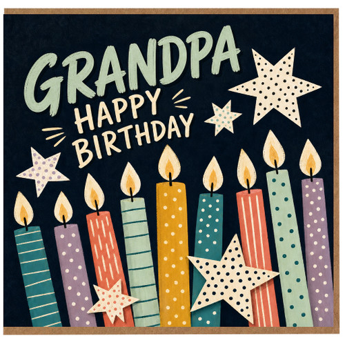 Grandpa Happy Birthday Card, Colourful Candles Birthday Card