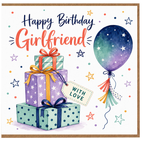 Girlfriend Birthday Card, Happy Birthday With Love Gift Design