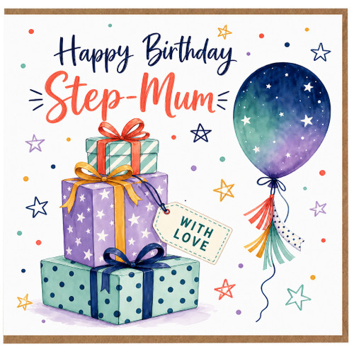 Step - Mum Happy Birthday Card, Birthday Card for Step Mum