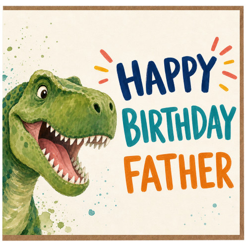 Father Birthday Card, Dinosaur Happy Birthday Card