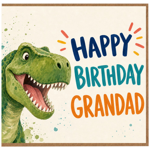 Grandad Birthday Card, Happy Birthday Grandad Dinosaur Card