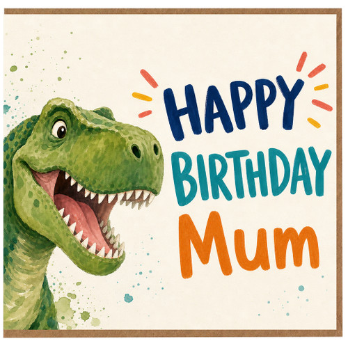 Mum Birthday Card, Dinosaur Happy Birthday Card for Mum
