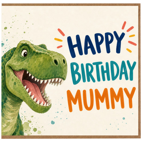 Mummy Birthday Card, Dinosaur Happy Birthday Card for Mum