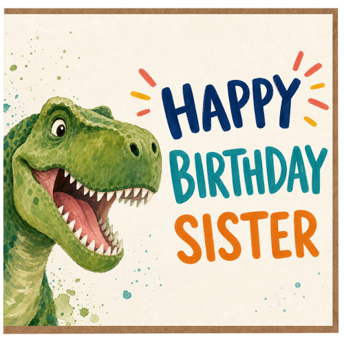 Sister Birthday Card, Happy Birthday Dinosaur Card