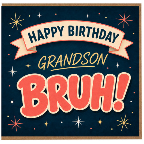 Grandson Birthday Card, Happy Birthday Bruh Retro Style Card