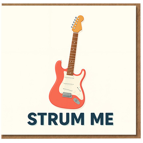 Funny Love & Anniversary Card - Electric Guitar Design with 'Strum Me' Pun for Music Lovers