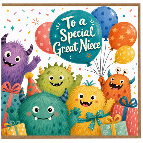 Great Niece Card, To a Special Great Niece Cute Monster Greeting Card
