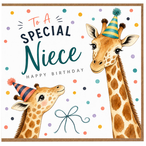 Niece Birthday Card, Special Nice Giraffe Happy Birthday Card