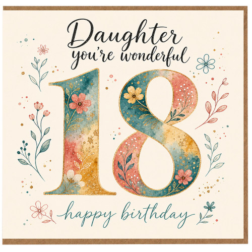 18th Birthday Card for Daughter, Daughter You're Wonderful Happy Birthday Card