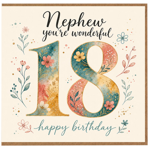 18th Birthday Nephew Card, Nephew You're Wonderful Happy Birthday Card