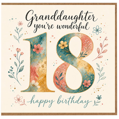 Granddaughter 18th Birthday Card, Happy Birthday Wonderful Granddaughter Card