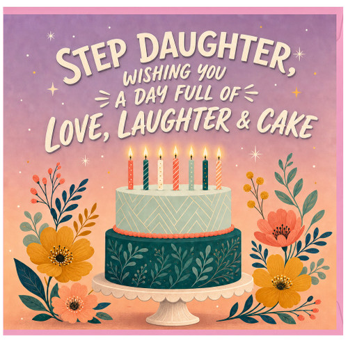 Step Daughter Birthday Card, Wishing You a Day Full of Love, Laughter & Cake