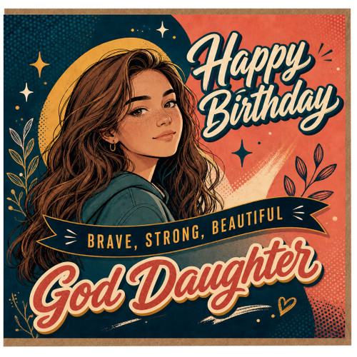 God Daughter Birthday Card, Happy Birthday Brave Strong Beautiful Card