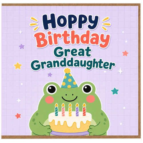 Great Granddaughter Birthday Card, Happy Birthday Frog Party Card