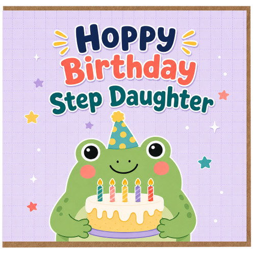 Step Daughter Birthday Card, Cute Frog Happy Birthday Card