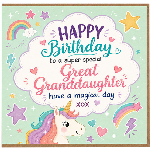 Great Granddaughter Birthday Card, Magical Birthday Card for Great Granddaughter