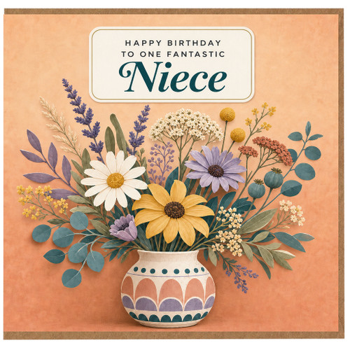 Niece Birthday Card, Happy Birthday to One Fantastic Niece Floral Greeting Card