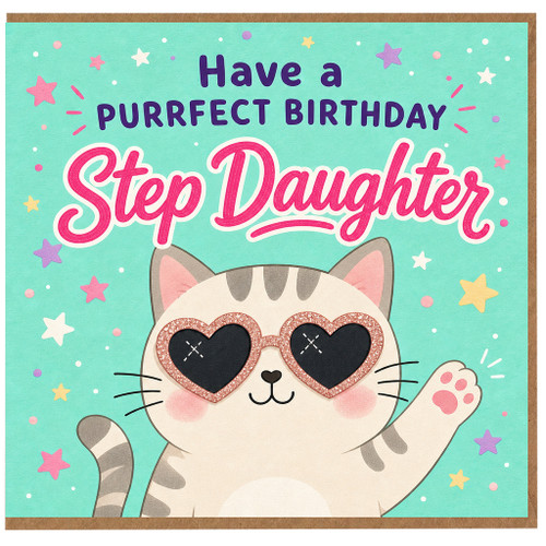 Step Daughter Birthday Card, Have a Purrfect Birthday Cat Card
