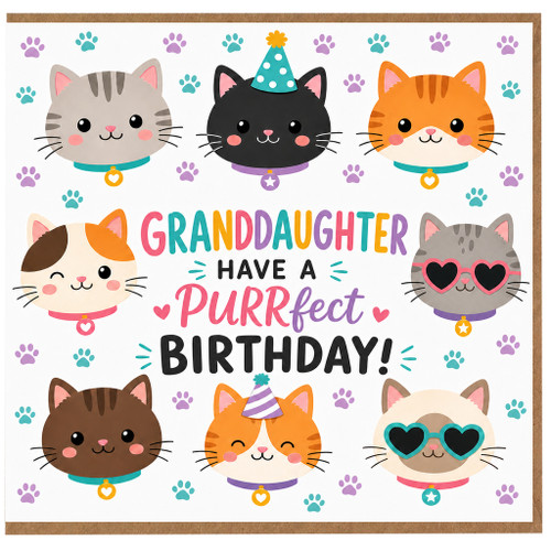 Granddaughter Birthday Card, Have a Purrfect Birthday Cat Card