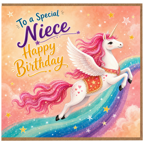 Niece Happy Birthday Card, Unicorn Birthday Card for Special Niece