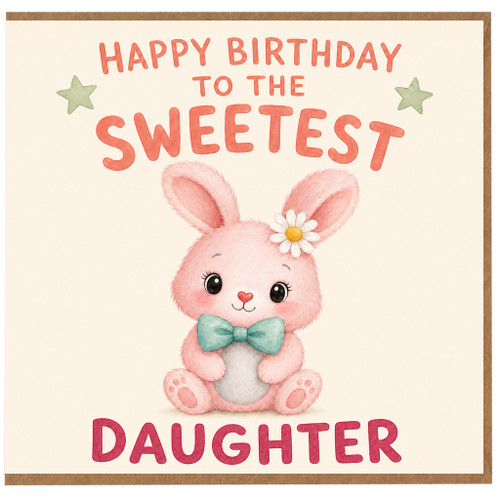 Daughter Birthday Card, Happy Birthday to the Sweetest Daughter Cute Bunny Card