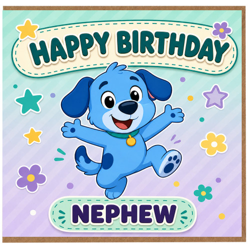 Nephew Happy Birthday Card, Cute Cartoon Puppy Birthday Card