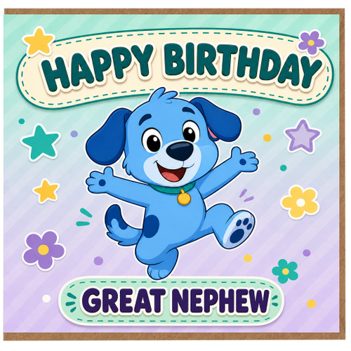 Great Nephew Birthday Card, Cute Blue Great Nephew Happy Birthday Card