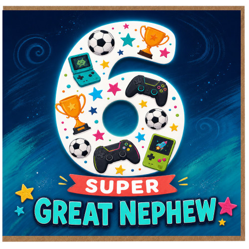Great Nephew 6th Birthday Card