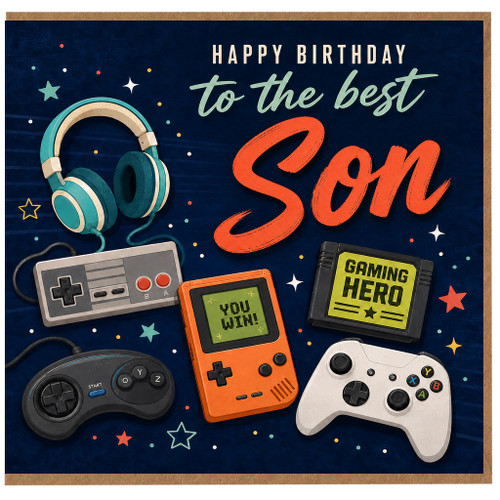 Son Birthday Card, Gaming Themed Happy Birthday to the Best Son Card