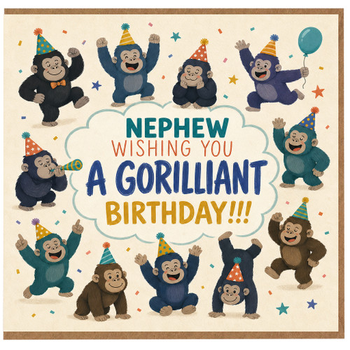 Nephew Birthday Card, Wishing You A Gorilliant Birthday Monkey Card