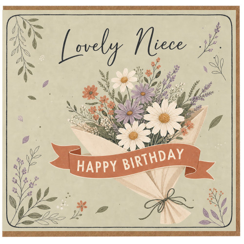 Niece Birthday Card, Lovely Niece Happy Birthday Floral Bouquet Card