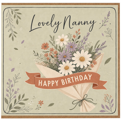 Nanny Birthday Card, Lovely Nanny Happy Birthday Floral Bouquet Card