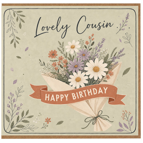 Cousin Birthday Card, Lovely Cousin Happy Birthday Floral Bouquet Card