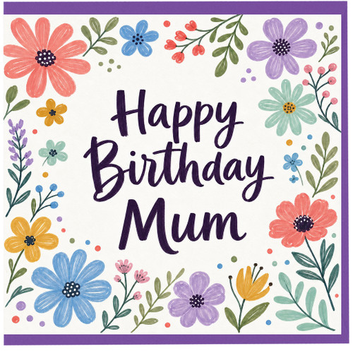 Mum Happy Birthday Card, Floral Birthday Card for Mum