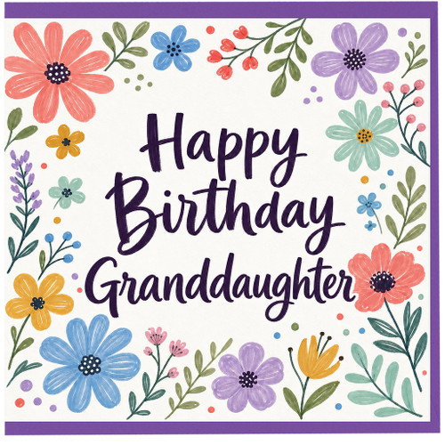 Granddaughter Birthday Card, Happy Birthday Granddaughter Floral Greeting Card