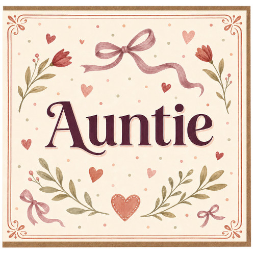 Auntie Card, Floral Hearts Greeting Card