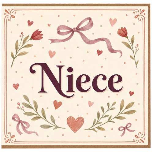 Niece Card, Floral Heart Greeting Card