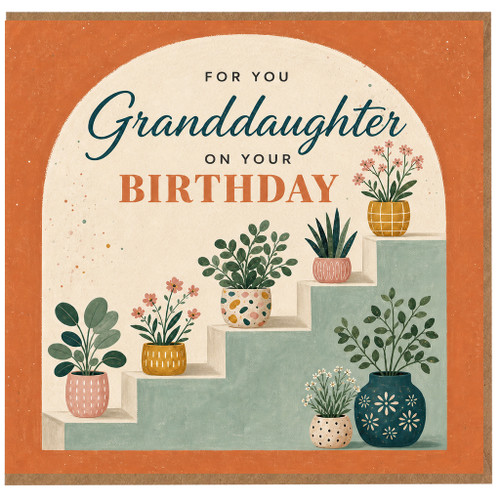 Granddaughter Birthday Card, For You On Your Birthday Floral Pot Plant Design