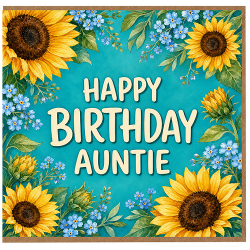 Auntie Birthday Card, Happy Birthday Auntie Sunflower Floral Card