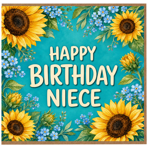 Niece Happy Birthday Card, Sunflower Floral Birthday Card