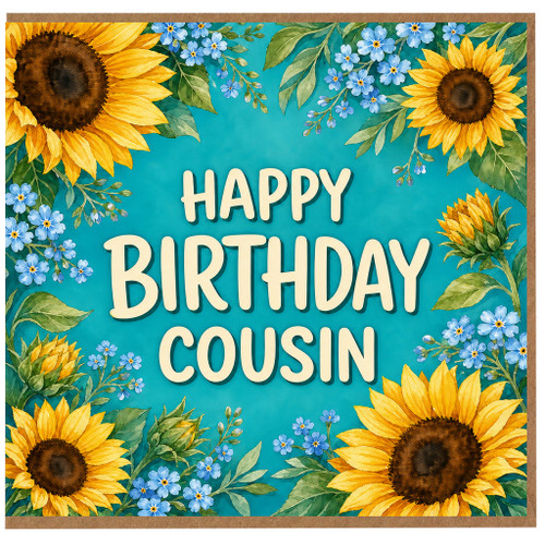 Cousin Birthday Card, Happy Birthday Cousin Floral Sunflower Card