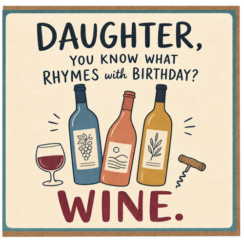 Daughter Birthday Card, Funny Wine Pun Birthday Card