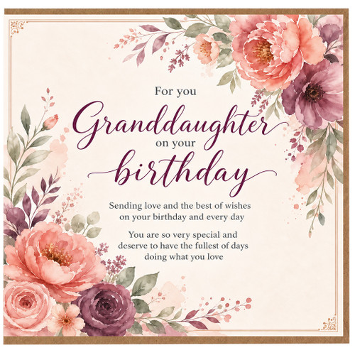 Granddaughter Birthday Card, Floral Birthday Card for Granddaughter