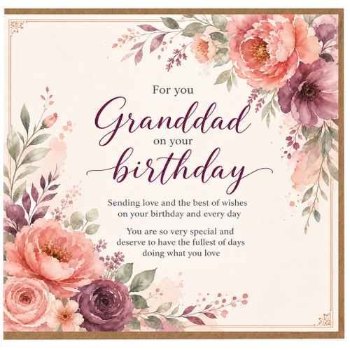 Granddad Birthday Card, Floral For You Granddad Birthday Card