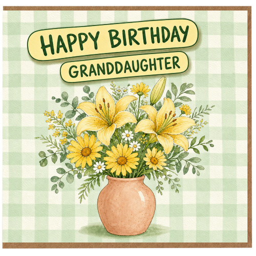 Granddaughter Birthday Card, Happy Birthday Floral Vase Design