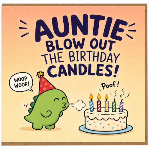 Auntie Birthday Card, Funny Dinosaur Birthday Card for Auntie