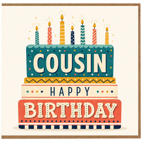 Cousin Birthday Card, Happy Birthday Cake Design