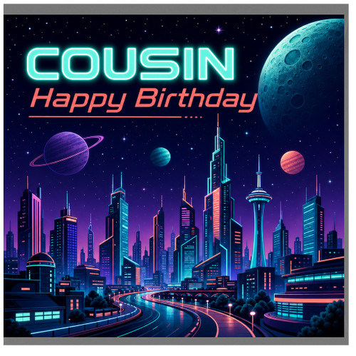 Cousin Happy Birthday Card, Space Themed Birthday Card for Cousin