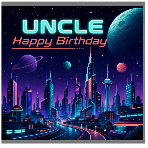 Uncle Happy Birthday Card, Space Themed Birthday Card